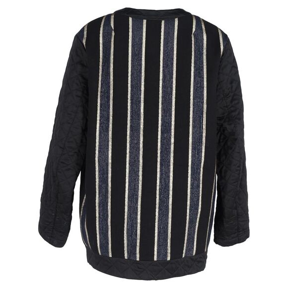 Dries Van Noten Stripe Quilted Button-Down Jacket in Black Wool - Picture 3 of 3